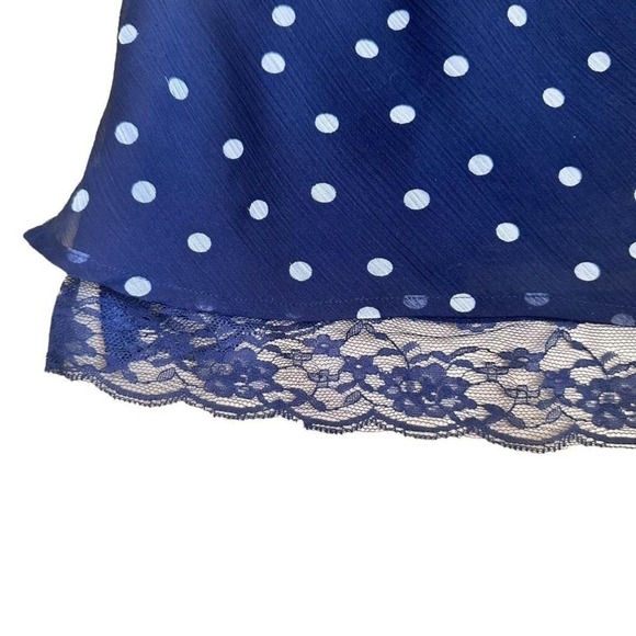 Navy Polkadot Cami Size 18-20 Layered camisole w/ beautiful delicate lace Detail - Picture 3 of 7